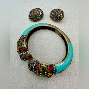 Joan Rivers Turquoise and Multicolor Bracelet Set with clip earrings